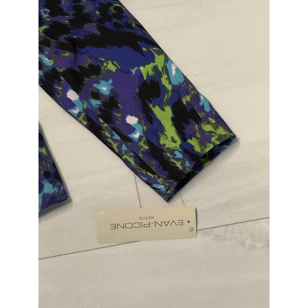 EVAN-PICONE 8P Purple Black Lime Abstract Print Open Front Blazer NWT - Picture 4 of 10